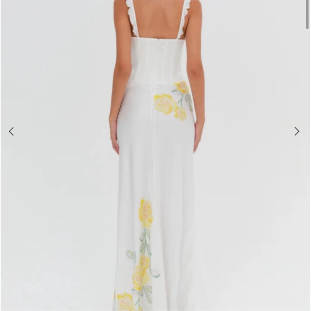 For Love & Lemons White Maxi Dress with Yellow Floral Print - Picture 2 of 6
